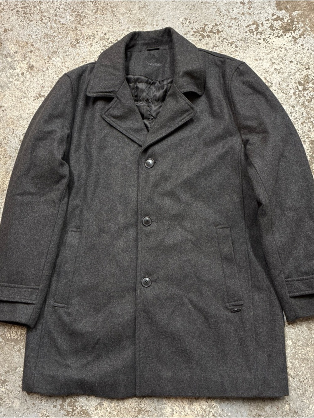 Calvin Klein Charcoal Gray Wool blend Peacoat men’s Large
